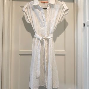 **SOLD **Cynthia Steefe white eyelet button-up dress with cap sleeves-size 6